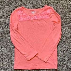 Coral lace detail top